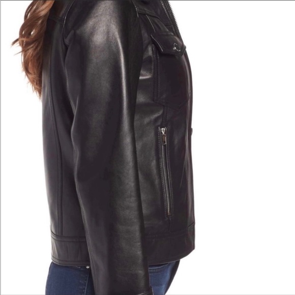 Tahari Leather Moto Jacket - Picture 4 of 7